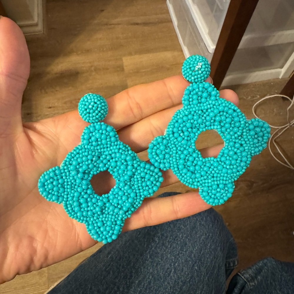 Turquoise Beaded Statement Earrings